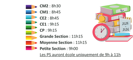 Horaires de rentrée 